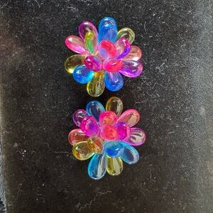 Vintage Colorful Jelly Bean Clip on Earrings Made in Hong Kong